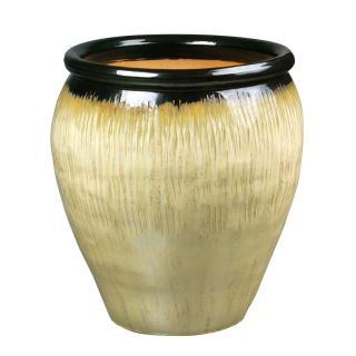 New England Pottery 24 in H x 20 in W x 20 in D Cream Glazed Ceramic Indoor/Outdoor Urn