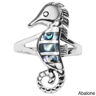 Lucky Seahorse Stone Inlay .925 Sterling Silver Ring (Thailand