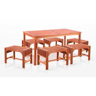 Vifah 7 Piece Dining Set with Rectangular Table and Backless Benches