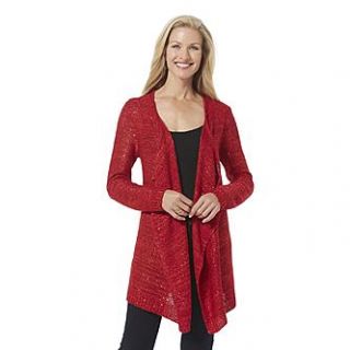 Jaclyn Smith Womens Open Front Sequin Cardigan   Clothing, Shoes