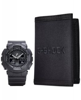 Shock Mens Analog Digital Black Resin Strap Watch and Wallet Gift