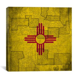 Flags New Mexico Vintage Square Map Graphic Art on Canvas by iCanvas