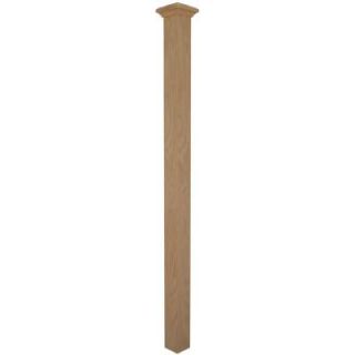 Stair Parts 4077 64 in. x 3 1/2 in. Red Oak Plain Newel Post 4077R 064 0000L