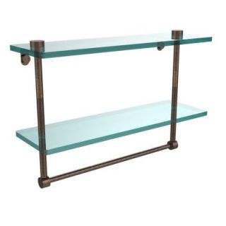 Allied Brass 16 in. W x 16 in. L 2 Tiered Glass Shelf with Integrated Towel Bar in Venetian Bronze NS 2/16TB VB