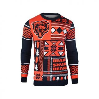 Officially Licensed NFL Patches Crew Neck Ugly Sweater   Bears   7766065