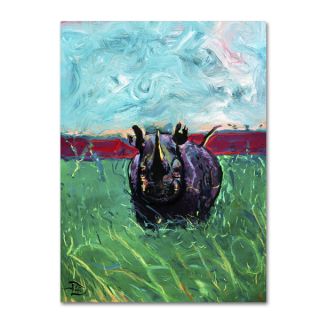 Lowell S.V. Devin Rhino in the Grass Gallery Wrapped Canvas Art