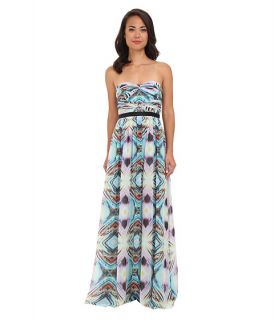 adrianna papell double twisted strapless gown multi colored