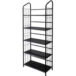Metal Grid 5 Shelf Open Bookcase, Black