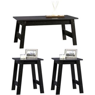 Sauder Beginnings 3 Piece Coffee and End Tables Value Bundle, Black