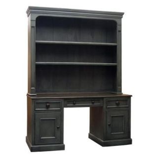 Open Kneespace Country Desk w 2 Large Shelf Hutch (Charcoal)