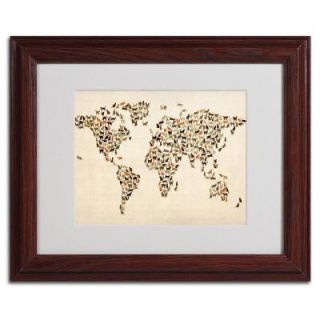 Trademark Fine Art 11 in. x 14 in. World Map   Cats Framed Matted Art MT0006 W1114MF