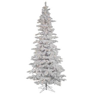Vickerman 10 Flocked White Slim Tree with 650 LED Warm White Italian