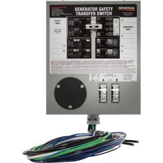 Generac Manual Prewired Transfer Switch — 30 Amps, 125/250 Volts, 6 Circuits, Model# 6376  Generator Transfer Switches