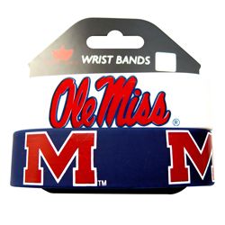 Mississippi Ole Miss Running Rebels Rubber Wrist Bands (Set of 2) NCAA