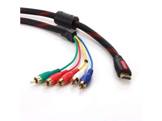 New 5FT HDMI Male To 5RCA 5 RCA Gold Plated Audio Video AV Component Cable