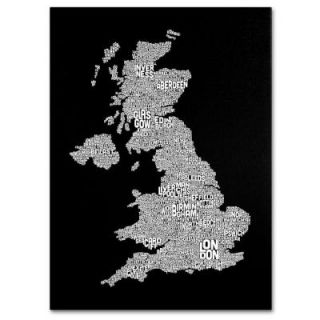 Trademark Fine Art 30 in. x 47 in. UK Cities Text Map 6 Canvas Art MT0255 C3047GG