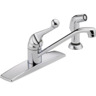 Delta Classic Single Handle Standard Kitchen Faucet with Side Sprayer and Fittings in Chrome 400LF WF