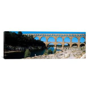 iCanvas Panoramic Aqueduct across a River, Pont Du Gard, Nimes, Gard, Languedoc Rousillon, France Photographic Print on Canvas