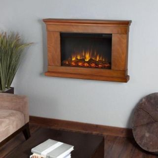Real Flame Jackson 38 in. Wall Mount Slim Line Electric Fireplace in Pecan 760E P