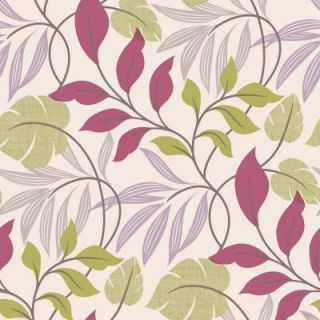 Beacon House 56 sq. ft. Eden Purple Modern Leaf Trail Wallpaper 2535 20630