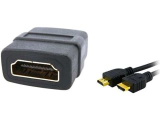 Insten 357087 50 ft. Black 2X High Speed HDMI Cable w/ 1X HDMI F/F Adapter M M