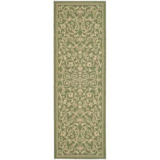 Safavieh Courtyard Olive/Natural 2 ft. 4 in. x 14 ft. Runner CY2098 1E06 214