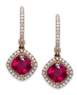 Rosa by EFFY 14k Rose Gold Earrings, Ruby (2 7/8 ct. t.w.) and Diamond