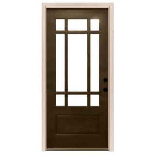 Steves & Sons 32 in. x 80 in. Craftsman 9 Lite Stained Mahogany Wood Prehung Front Door M3109 2 HY WJ 4LH