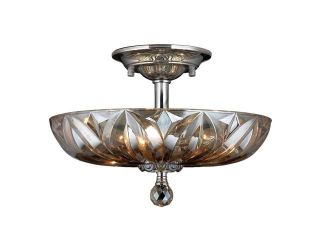 Mansfield Collection 4 light Chrome Finish and Golden Teak Crystal Semi Flush Mount Ceiling Light