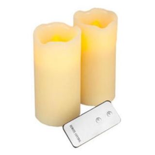 Pack of 2 Beige Bisque Battery Operated Remote Control Flameless Pillar Candles 6"