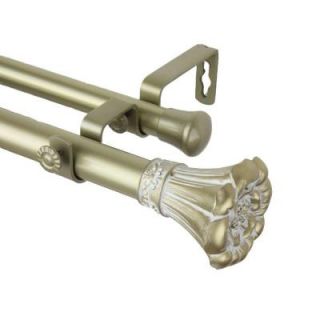 Rod Desyne 66 in.   120 in. 1 in. Blossom Double Curtain Rod Set in Light Gold 100 02 663 D
