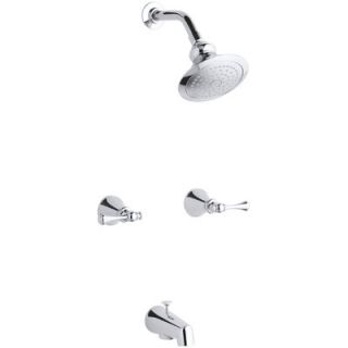 Revival Bath and Shower Faucet Set with Traditional Lever Handles and