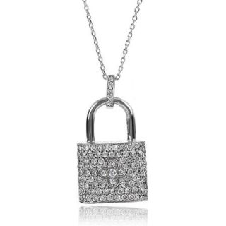 Brinley Co. Women's Sterling Silver CZ Lock Necklace