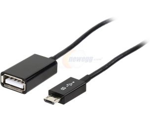 Coboc AD SL U2OTG 6BK Ultra Slim 6 inch Black USB 2.0 to Micro USB OTG Adapter for phone & tablet   Straight