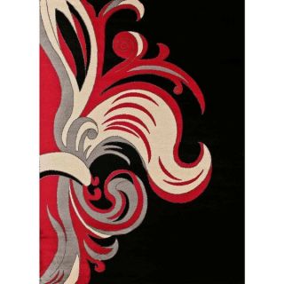 Oh Home Corfu Collection Black/ Red Area Rug (8 x 103)