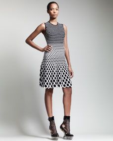 Alexander McQueen Honeycomb Jacquard Above Knee Dress