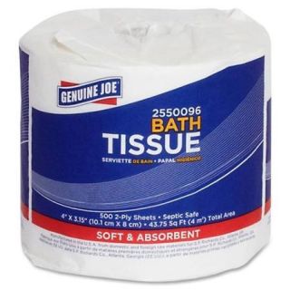 Genuine Joe 2 ply Standard Bath Tissue Rolls   2 Ply   500 Sheets/roll   96 / Carton   4" X 3.15"   White (GJO2550096)