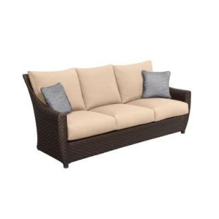Brown Jordan Highland Patio Sofa with Harvest Cushions and Congo Throw Pillows    CUSTOM M10035 S 6