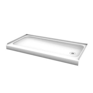 Bootz Industries ShowerCast 60 in. x 30 in. Right Drain Single Threshold Shower Base in White 010 1000 00