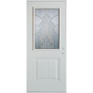 Stanley Doors 36 in. x 80 in. Art Deco 1/2 Lite 1 Panel Prefinished White Steel Prehung Front Door 1350S C 36 L
