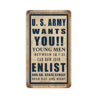 Past Time Signs V975 Army Wants You Allied Military Vintage Metal Sign