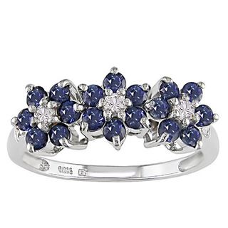 Miadora 10k White Gold Blue Sapphire Flower Ring   Shopping
