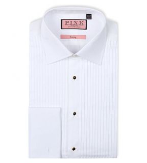 THOMAS PINK   Pleat classic fit double cuff evening shirt