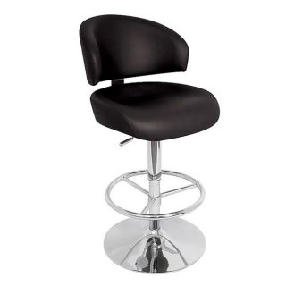 Adjustable Height Faux Leather and Chrome Swivel Stool (Set of 2)