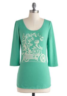 Nature Ride Tee in Turquoise  Mod Retro Vintage Sweaters