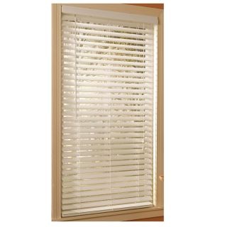 Style Selections 2 in White Etched Woodgrain Faux Wood Room Darkening Plantation Blinds (Common 58 in; Actual 57.5 in x 64 in)