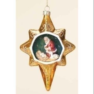 5" Kneeling Santa Religious Glass Bethlehem Star Christmas Ornament