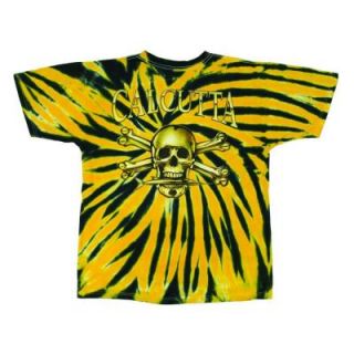 Calcutta Adult Medium Cotton Tie Dyed Full Color Logo Short Sleeved T Shirt in Yellow and Black 2488 0448
