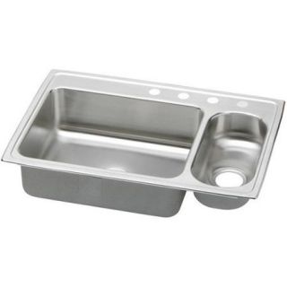 Elkay PSMR3322R6 Gourmet Pacemaker Stainless Steel Double Bowl Top Mount Sink with 6 Faucet Holes
