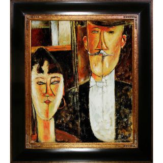 Bride and Groom Modigliani Framed Original Painting by Tori Home